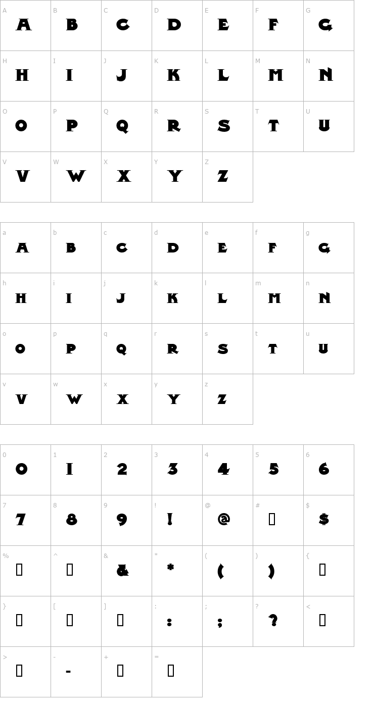 Character Map Midland Rail Font