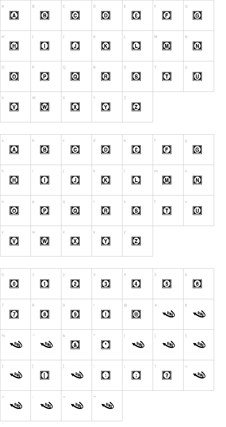 Character Map Midnight Font