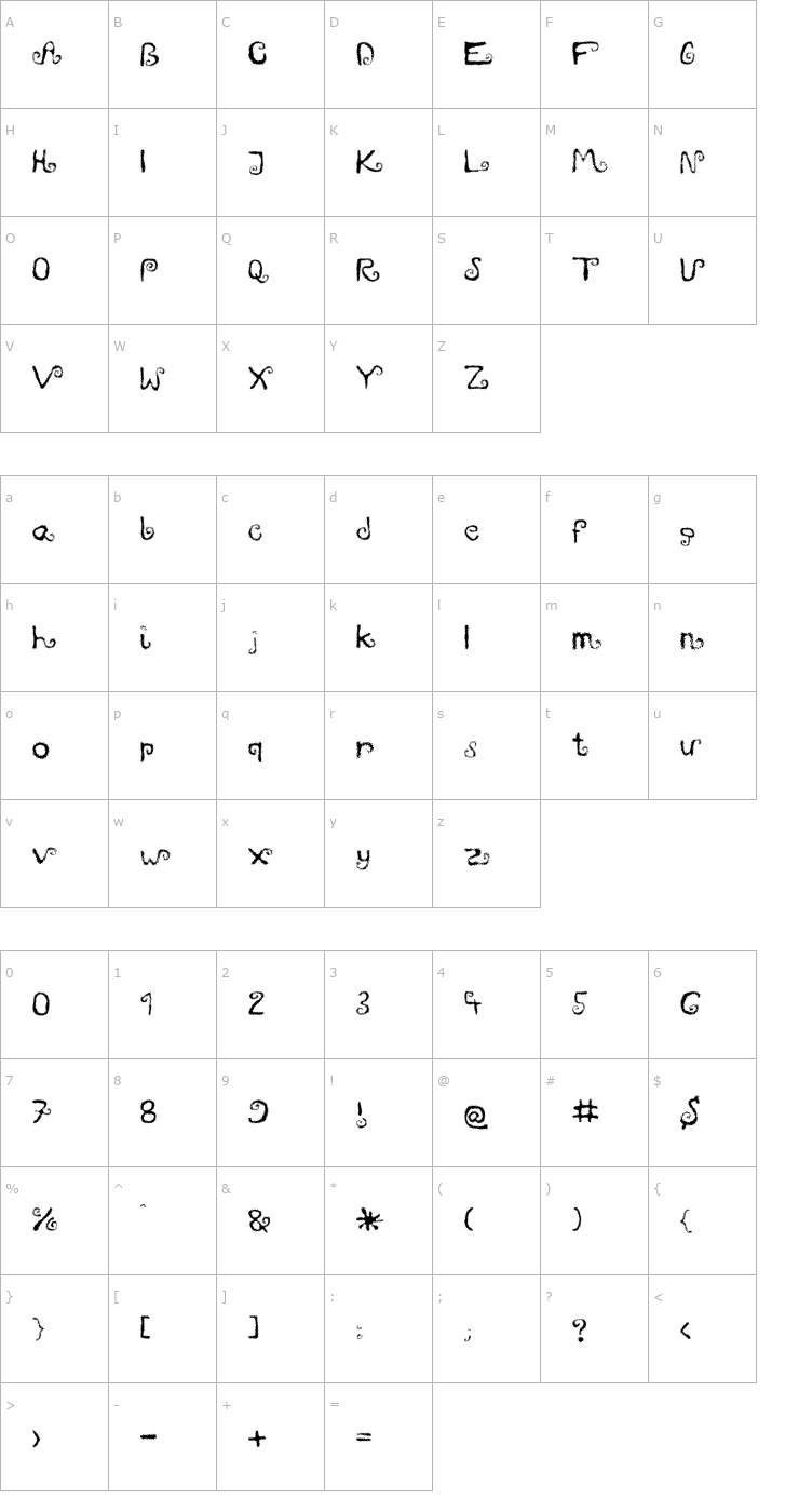 Character Map Mieszkanie9 Font