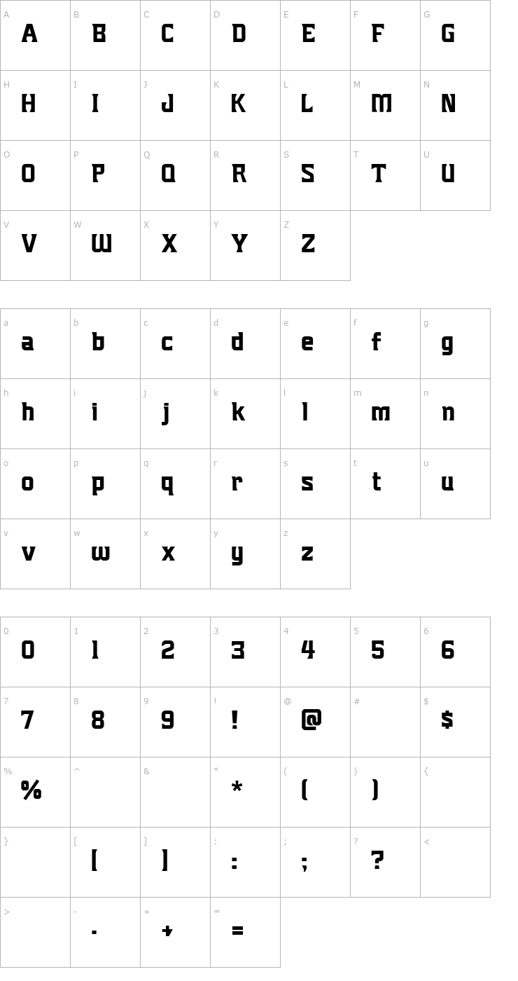 Character Map Mighty Mighty Friars Font