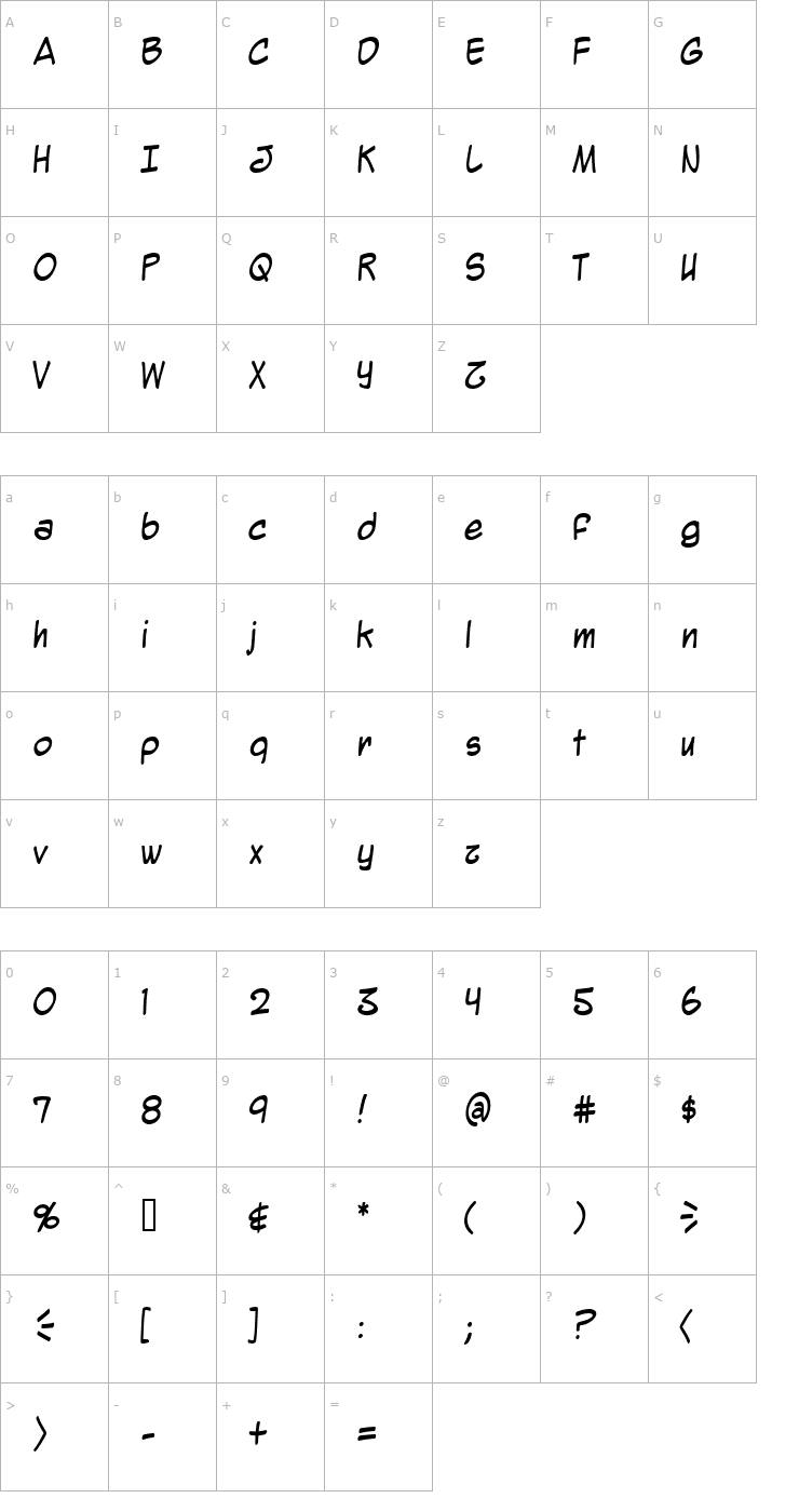 Character Map Mighty Zeo 2.0 Font