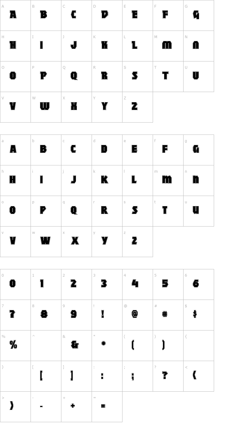Character Map MightyContour-Black Font
