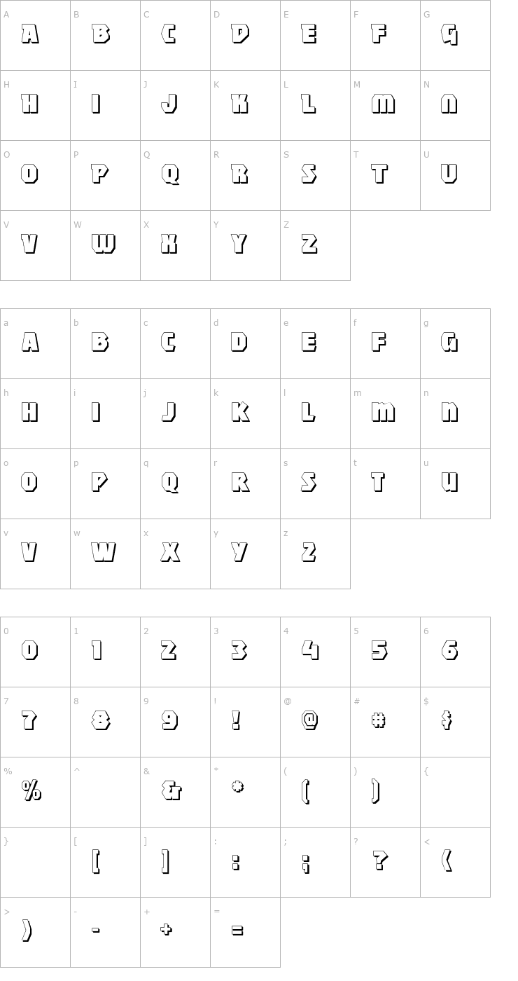 Character Map MightyShadowBlack Font