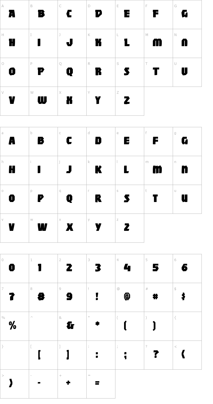 Character Map MightyWindyBlack Font