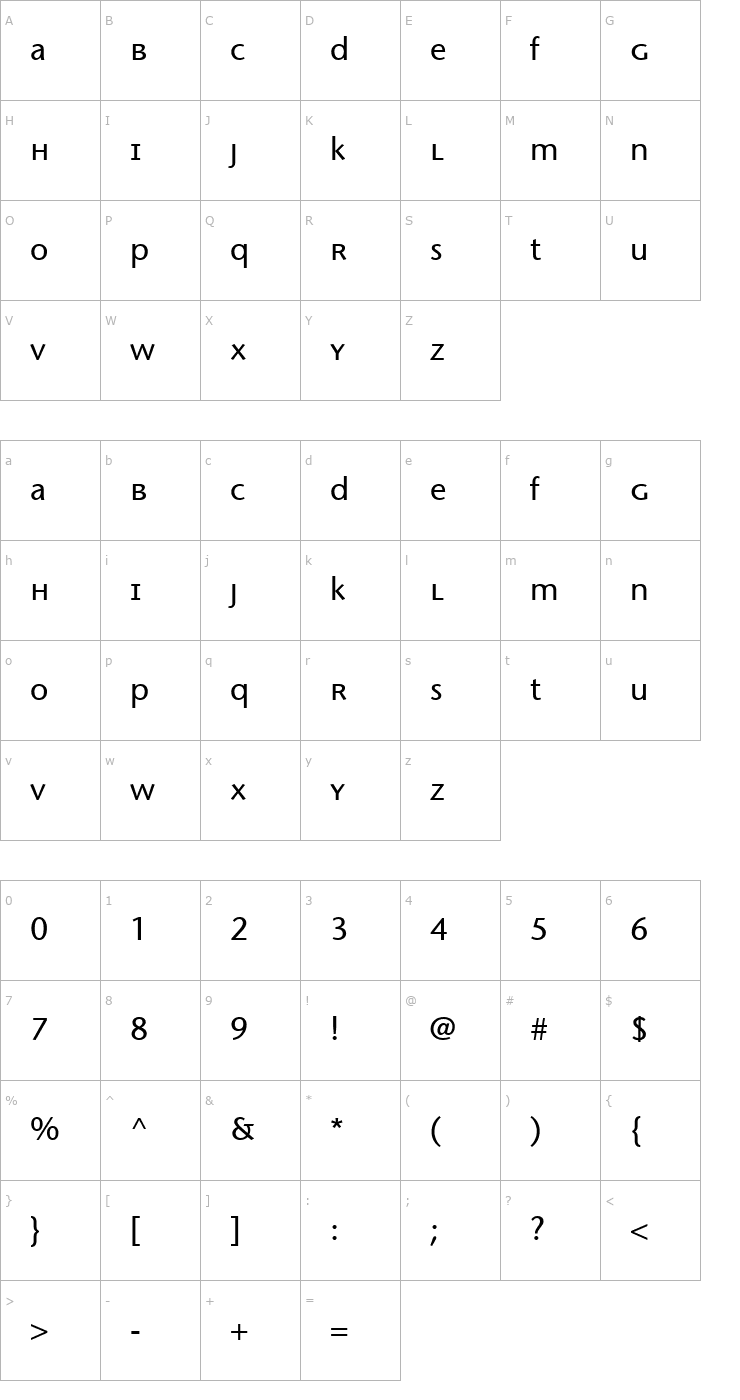 Character Map MigraineSans Font