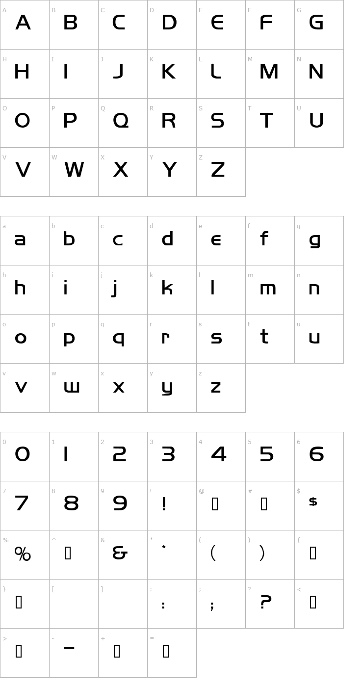 Character Map Mikity Bold Font