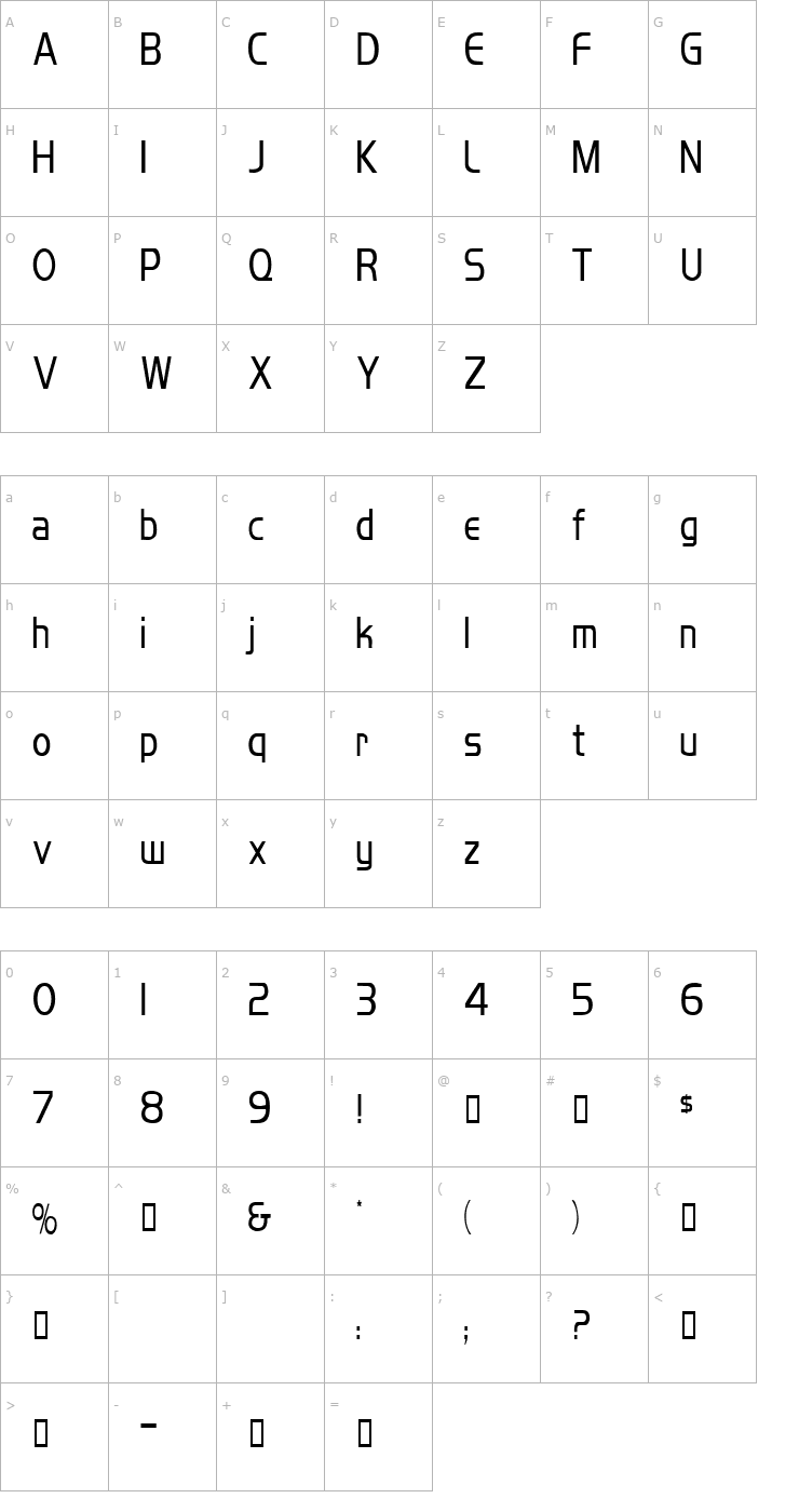 Character Map MikityCondensed Font