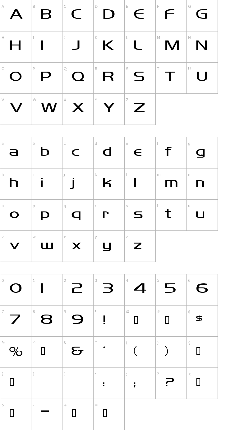 Character Map MikityExtended Font