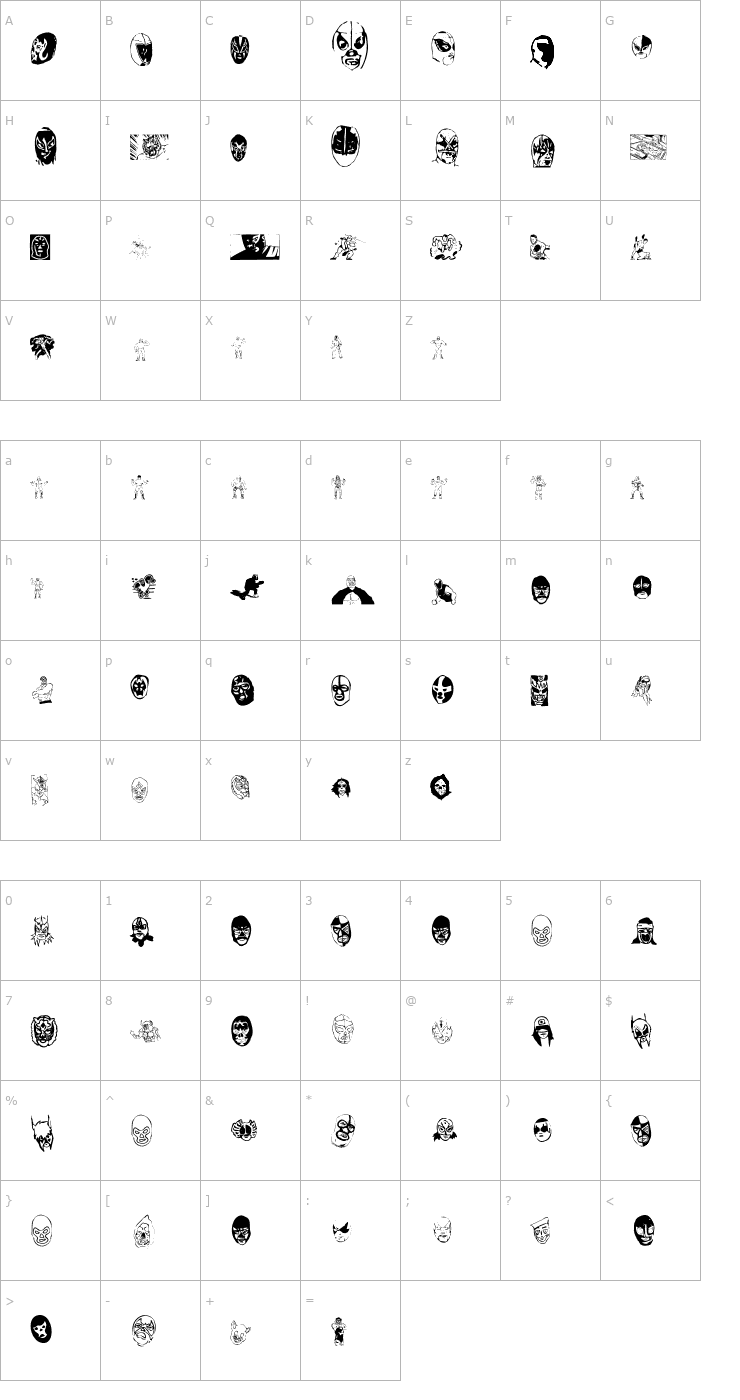 Character Map Mil Mascaras Font