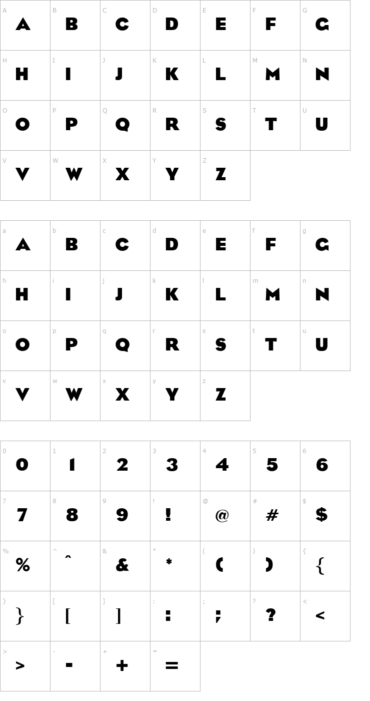 Character Map MilanBold Font