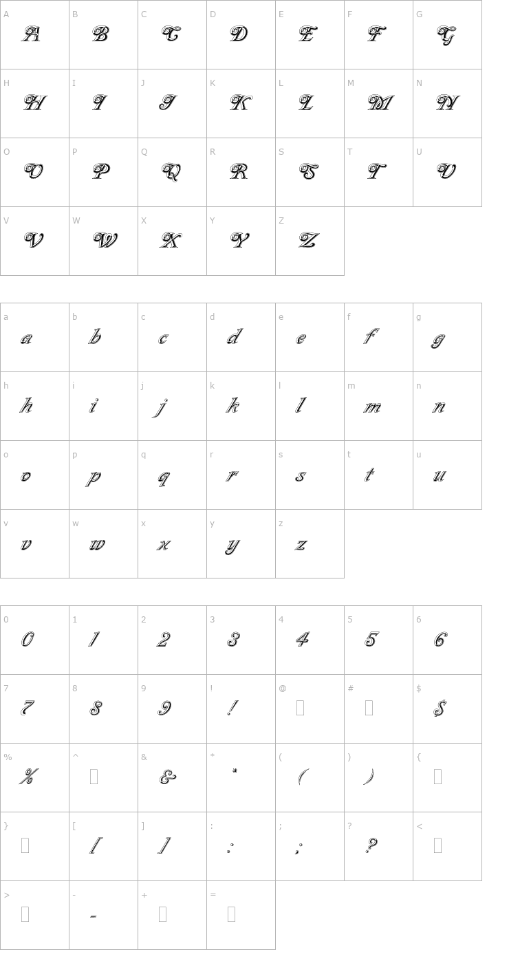 Character Map MilanoPlain Font