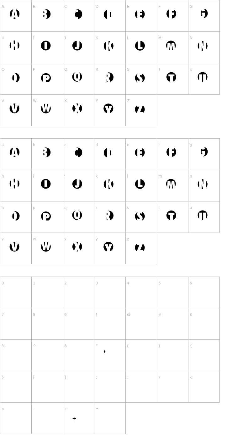 Character Map Milit Font