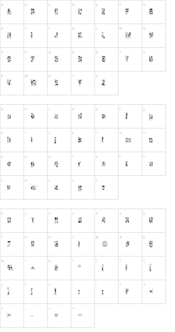 Character Map Milk Shed SF Font