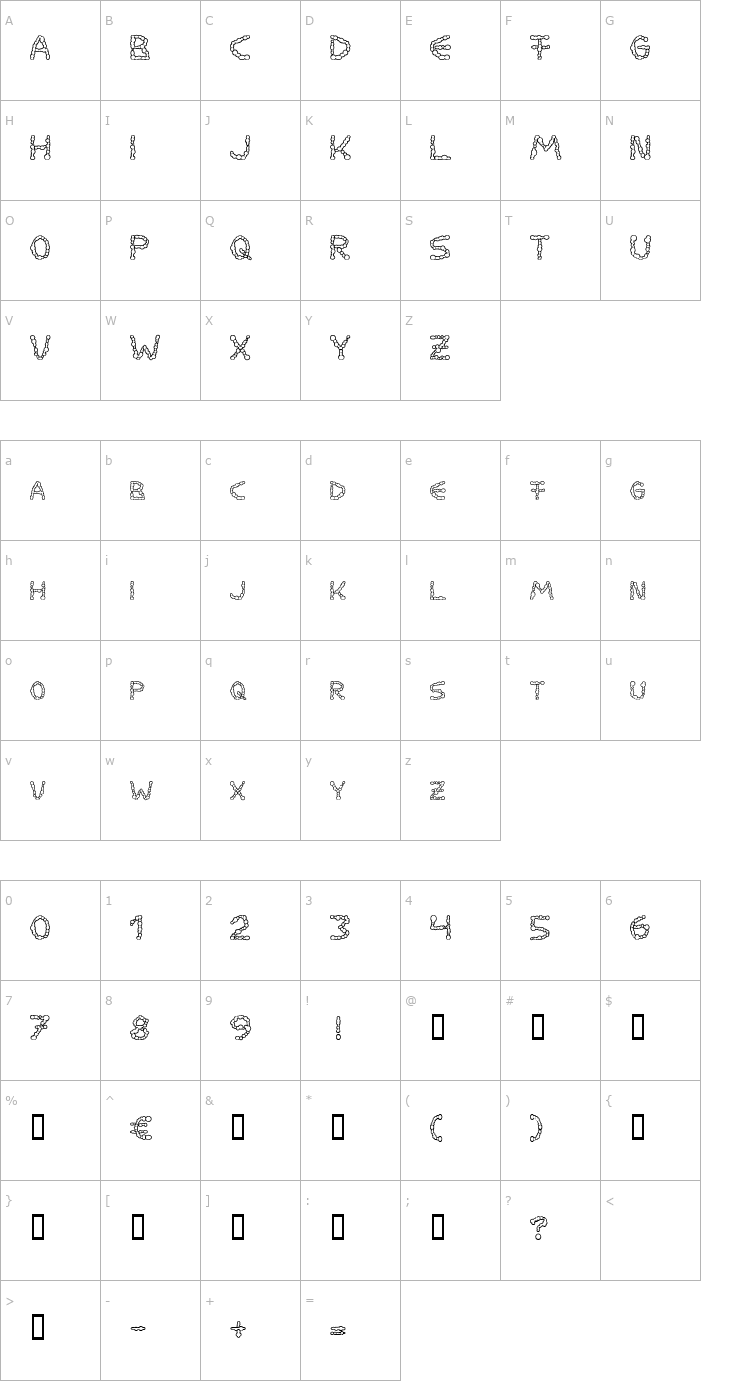 Character Map Milkdrops cold Font