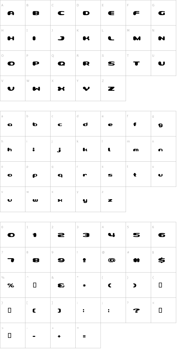 Character Map milky well Font