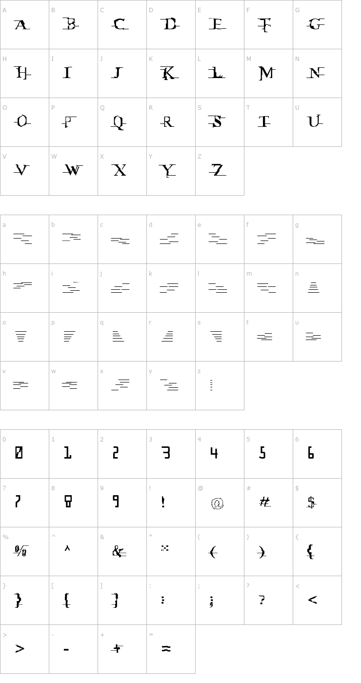 Character Map Miltown Font