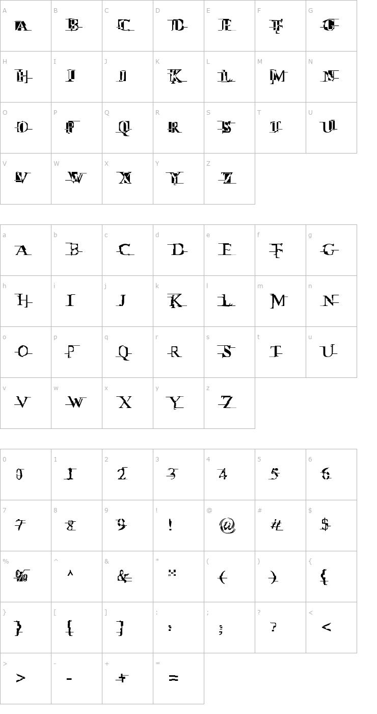 Character Map Miltown II Font