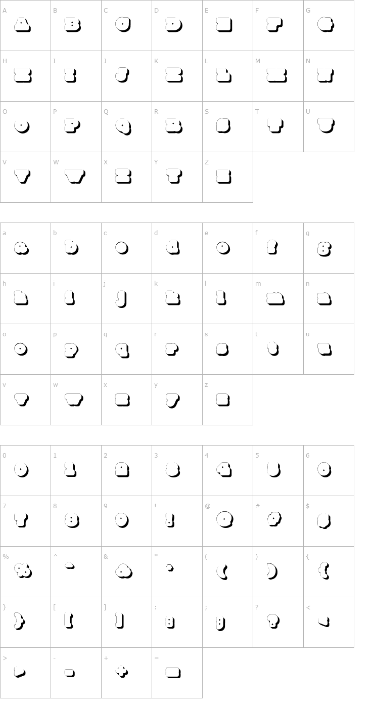 Character Map Mince Shadow Font