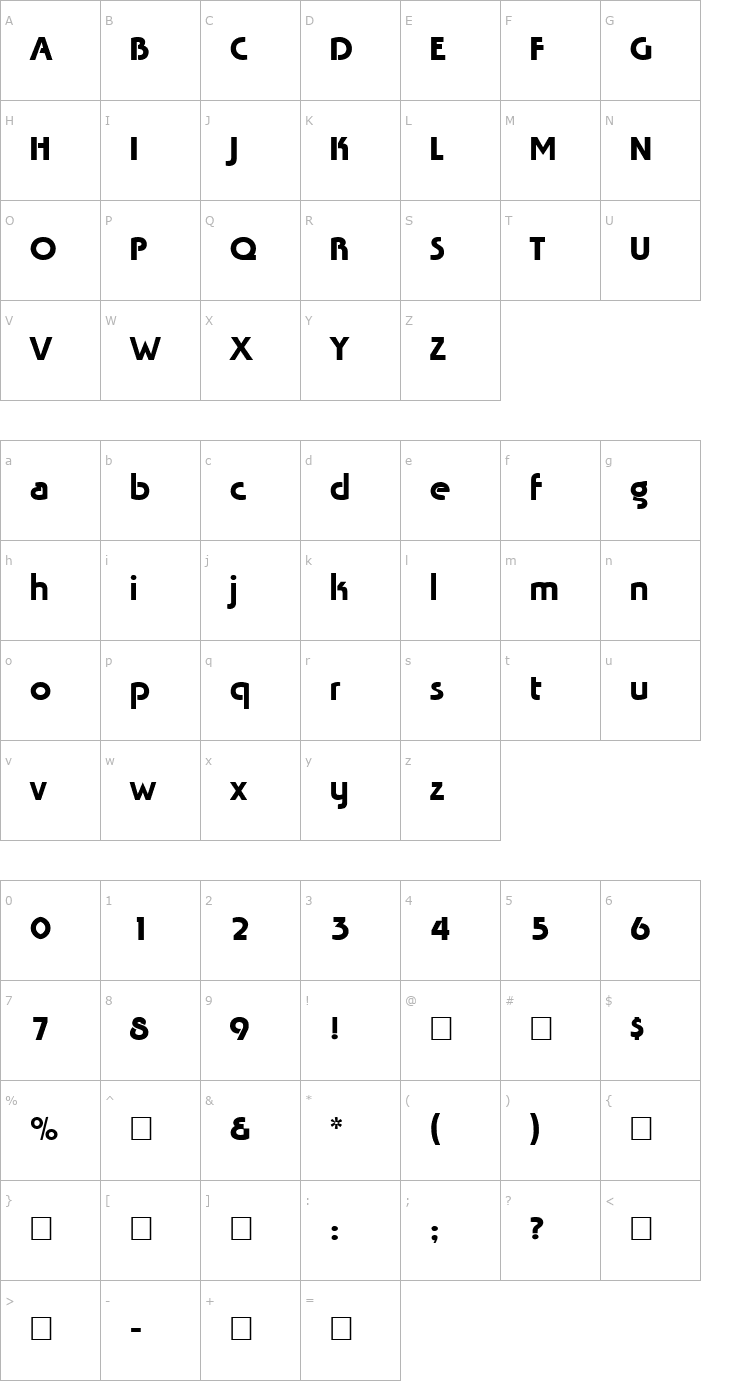Character Map Mingle Regular Font