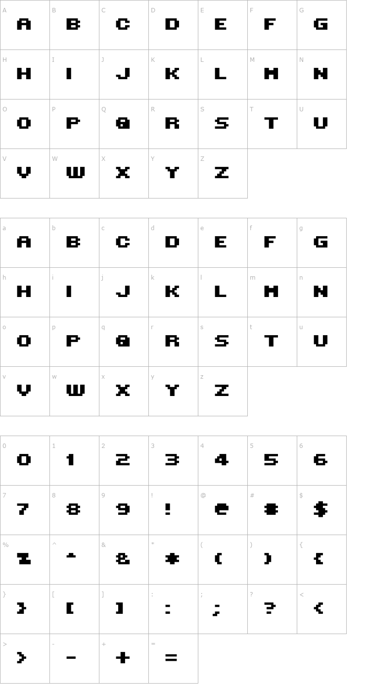 Character Map MINI 7 Bold Font