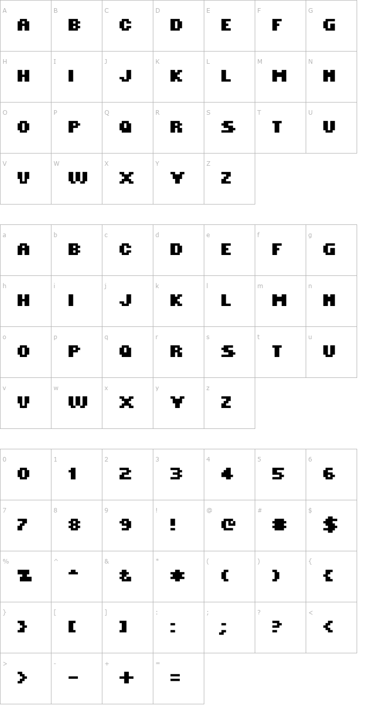 Character Map MINI 7 Condensed Bold Font