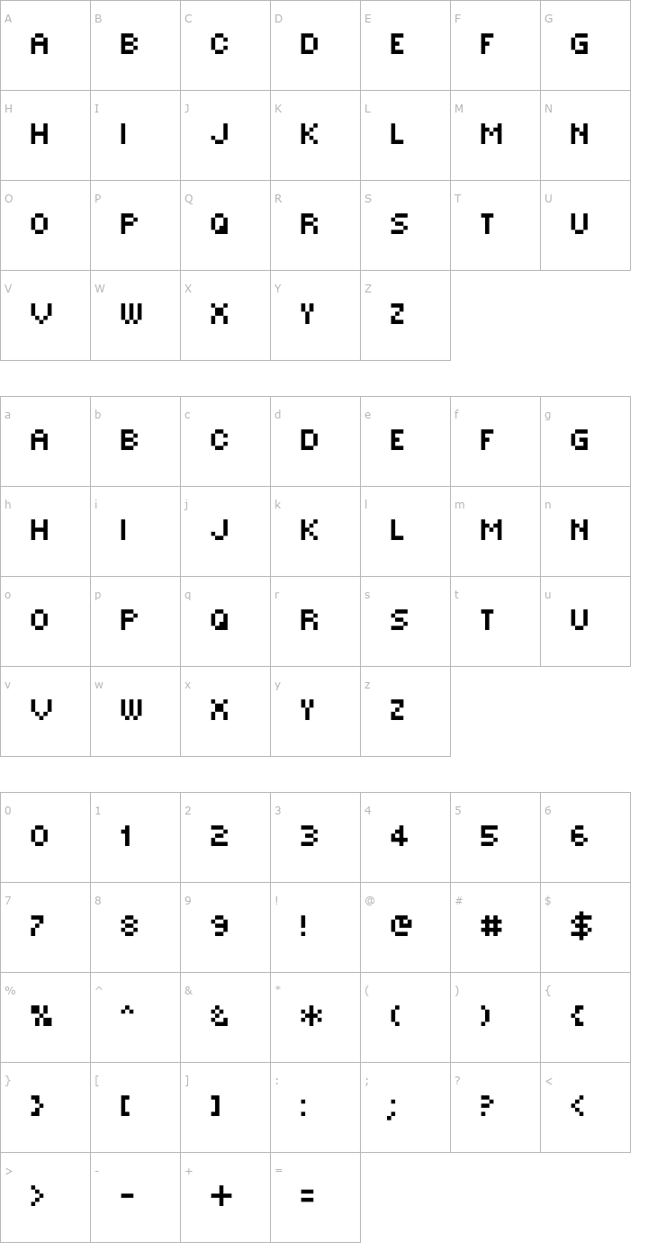 Character Map MINI 7 Condensed Font