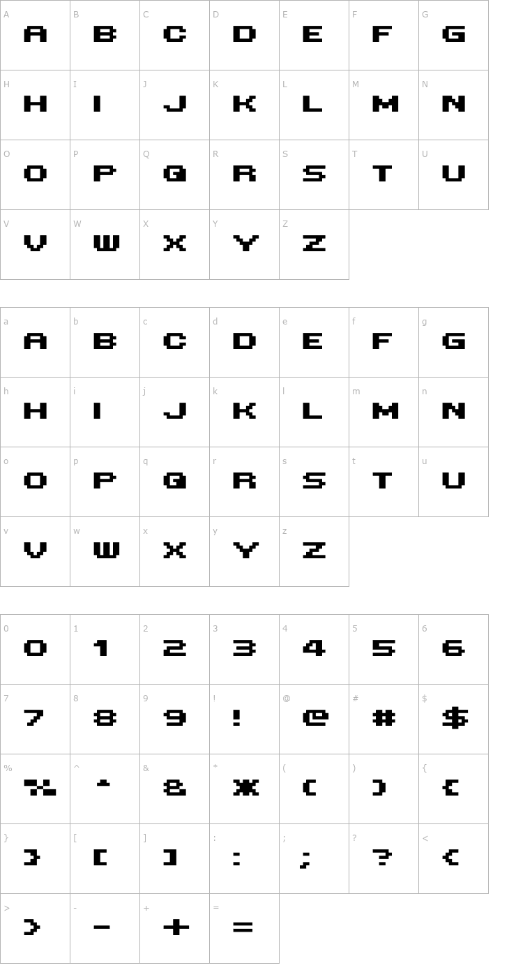 Character Map MINI 7 Extended Bold Font