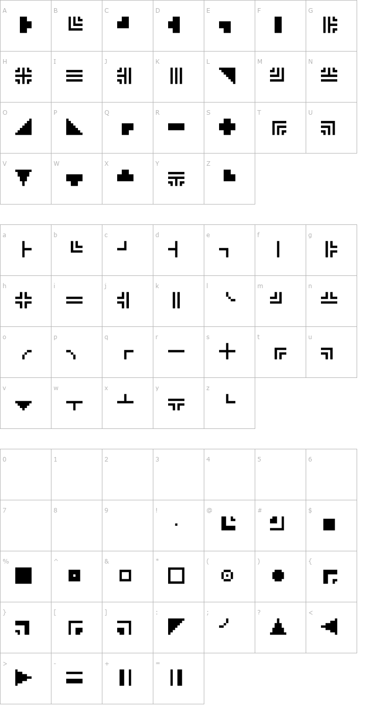 Character Map MINI 7 Extras Font