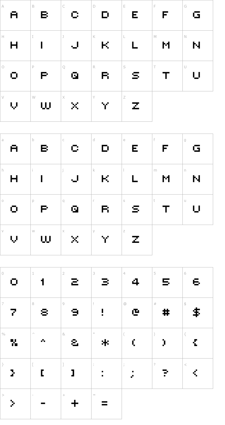 Character Map MINI 7 Tight Font