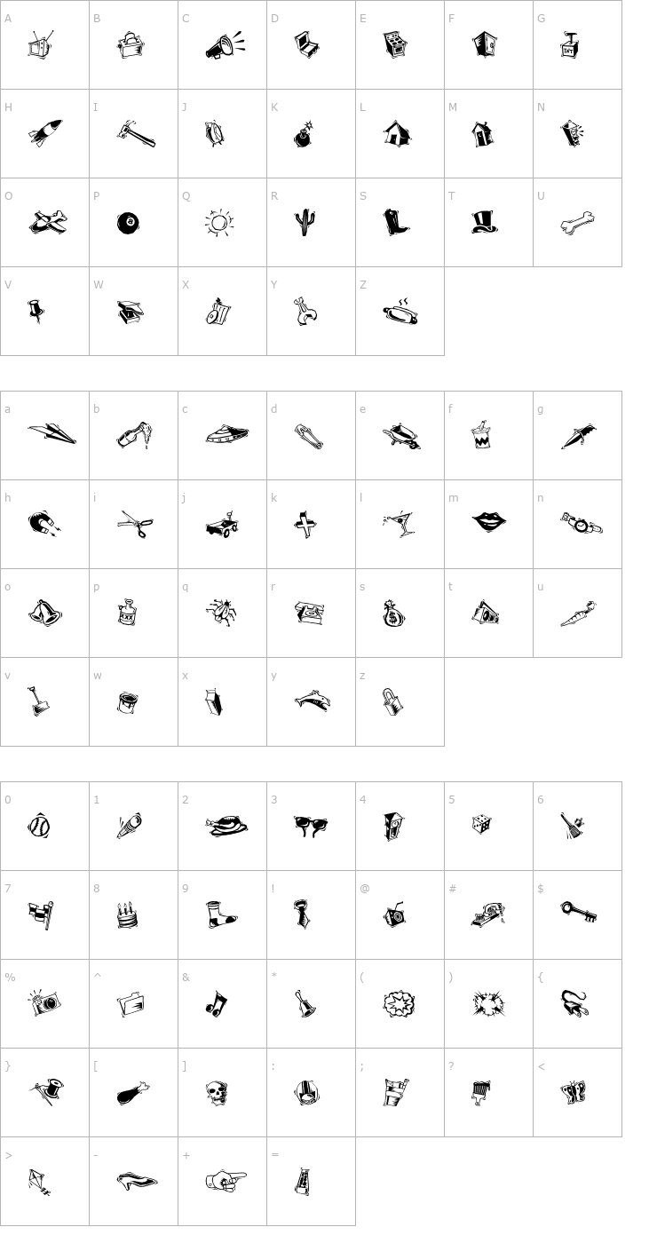 Character Map Mini Pics Art Jam Font