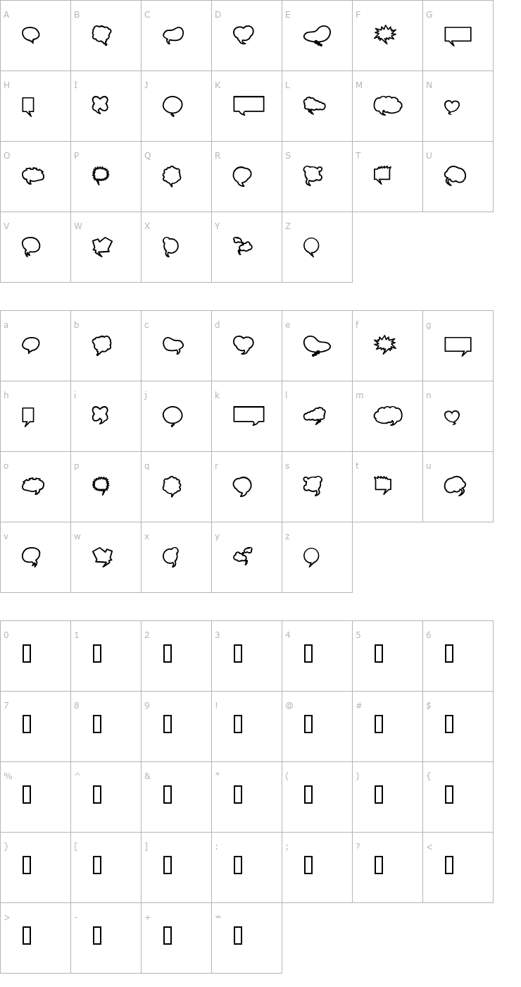 Character Map Mini Pics Balloonies Bold Font