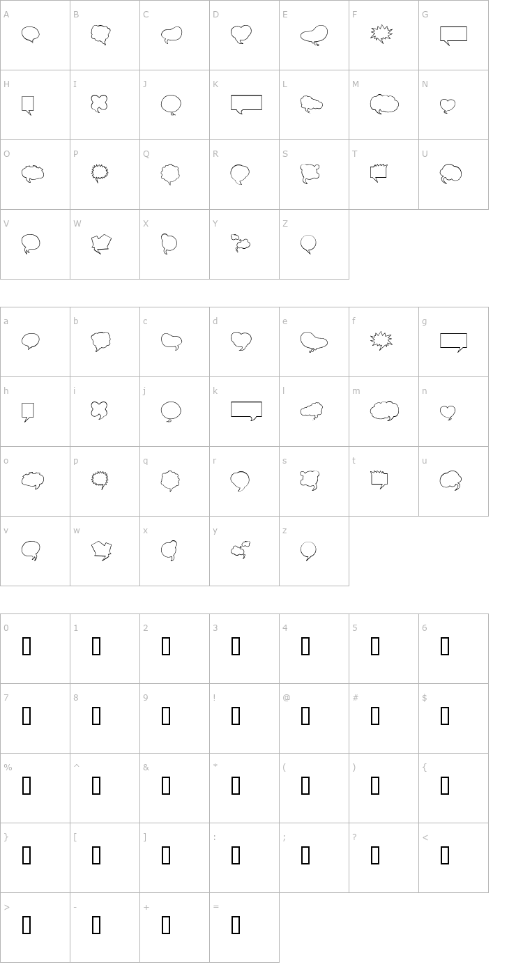 Character Map Mini Pics Balloonies Font