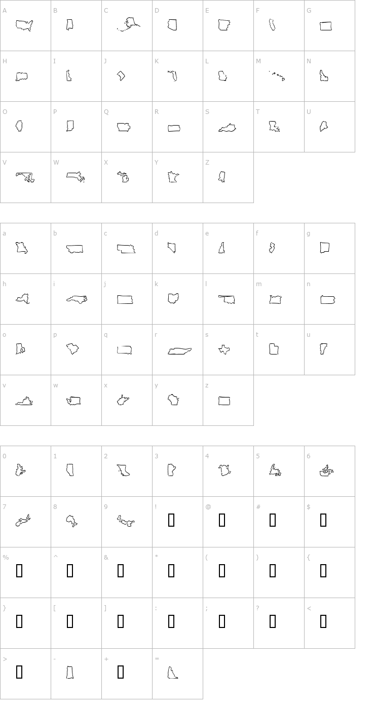 Character Map Mini Pics Borderline Loose Font