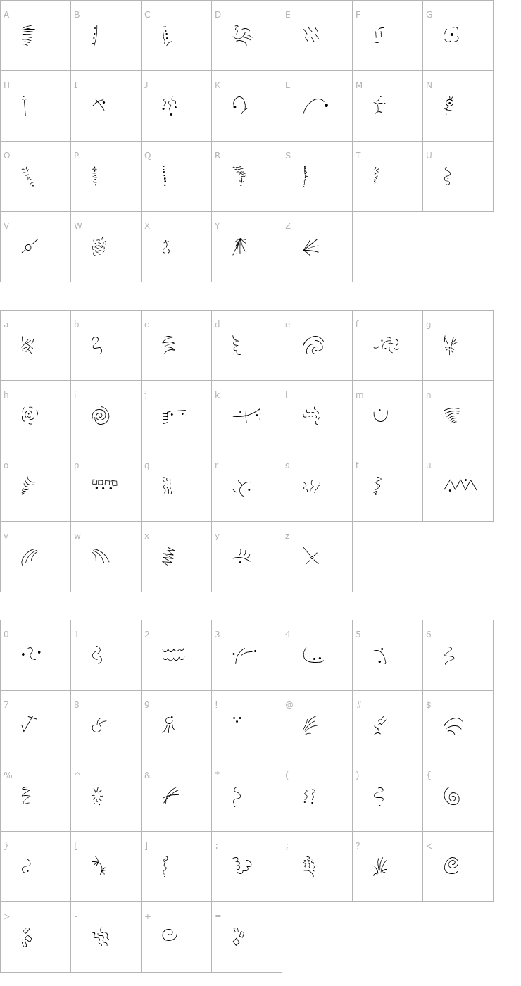 Character Map Mini Pics Confetti Light Font