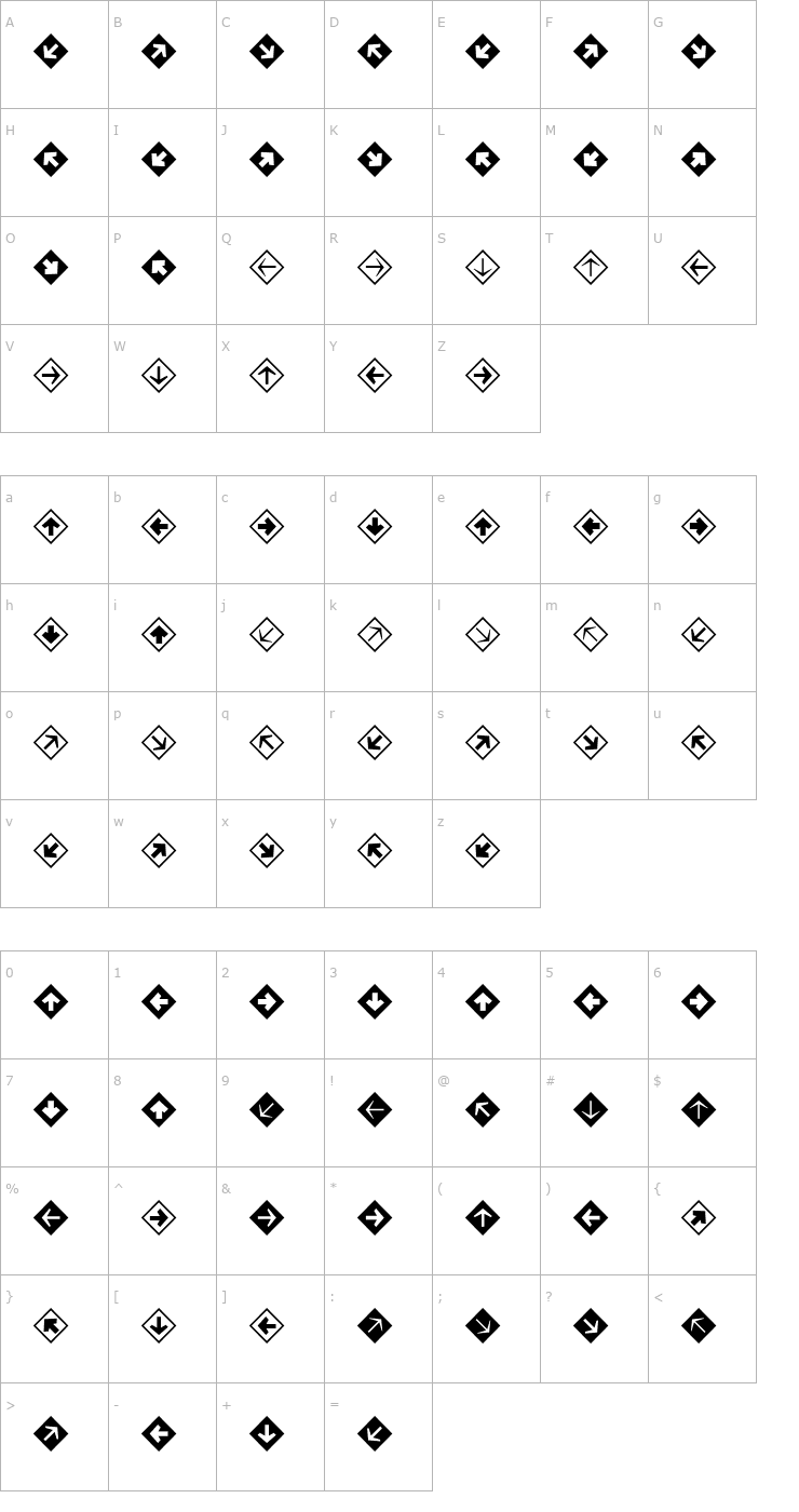 Character Map Mini Pics Directional DA Font