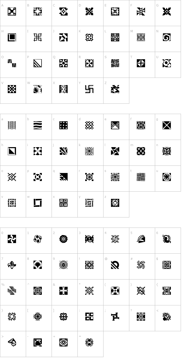 Character Map Mini Pics Doohickies Font