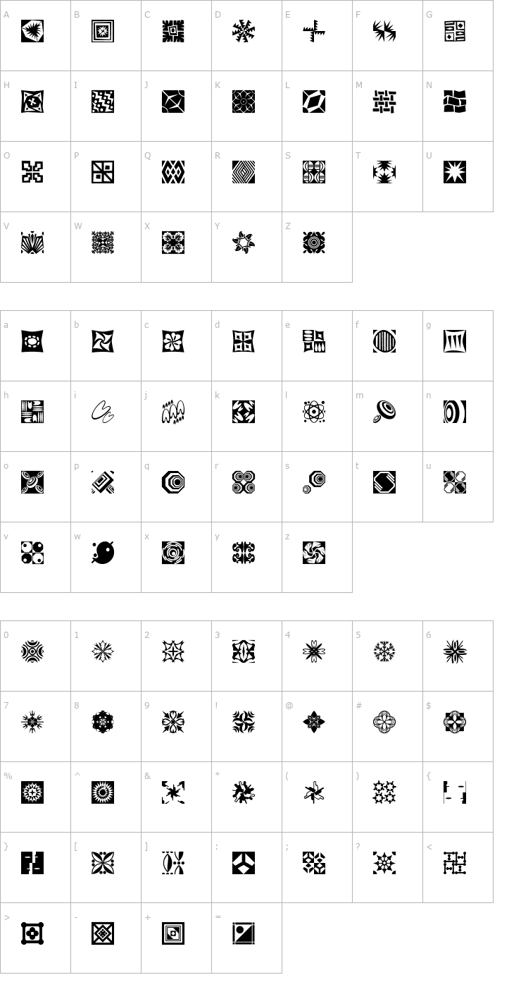 Character Map Mini Pics Doohickies Too Font