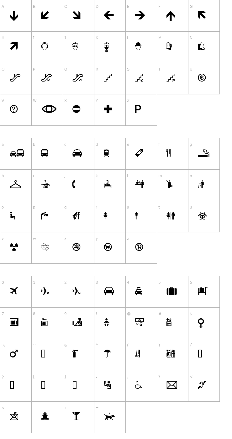 Character Map Mini Pics International Font