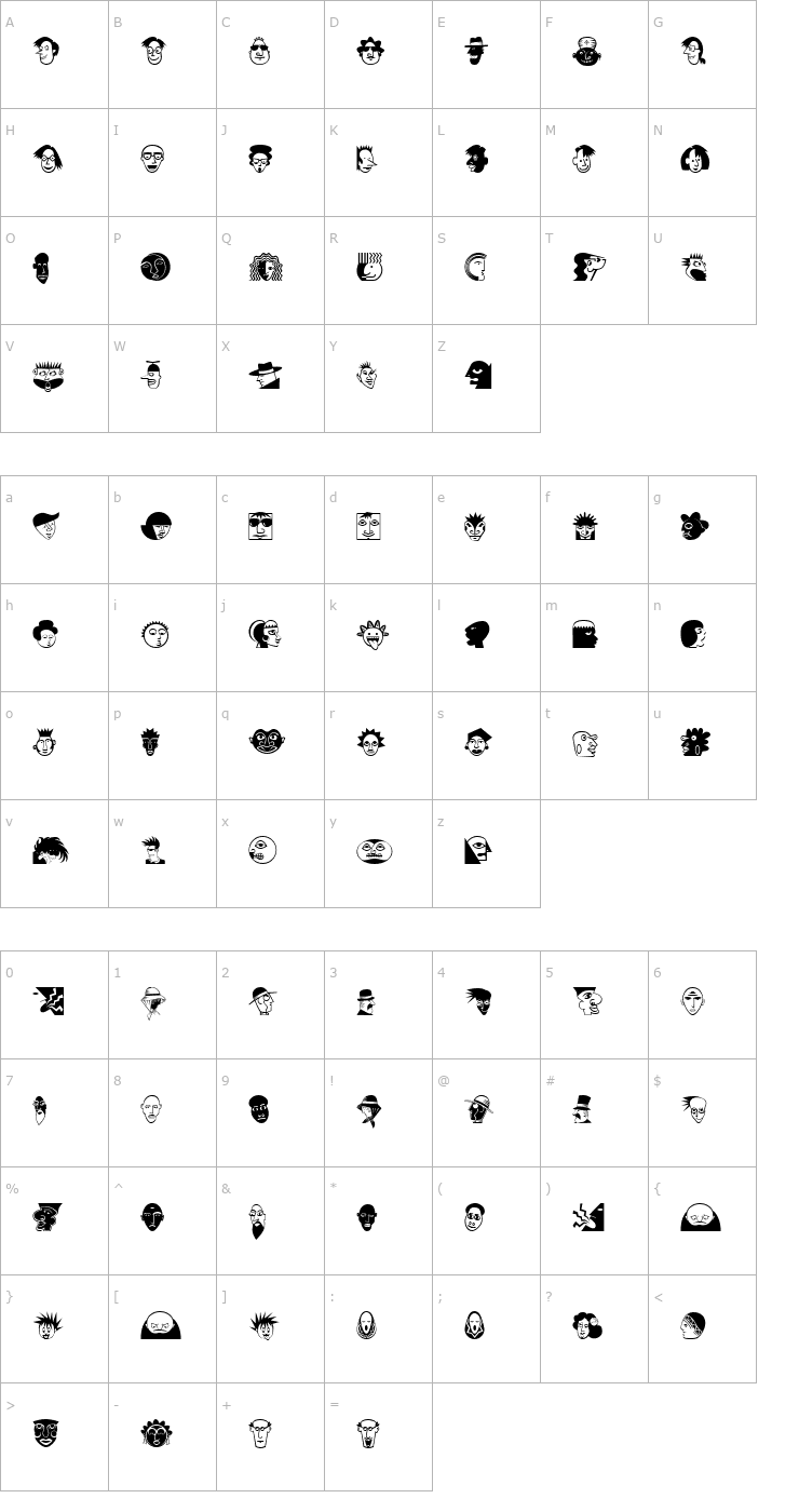 Character Map Mini Pics Lil Faces Font