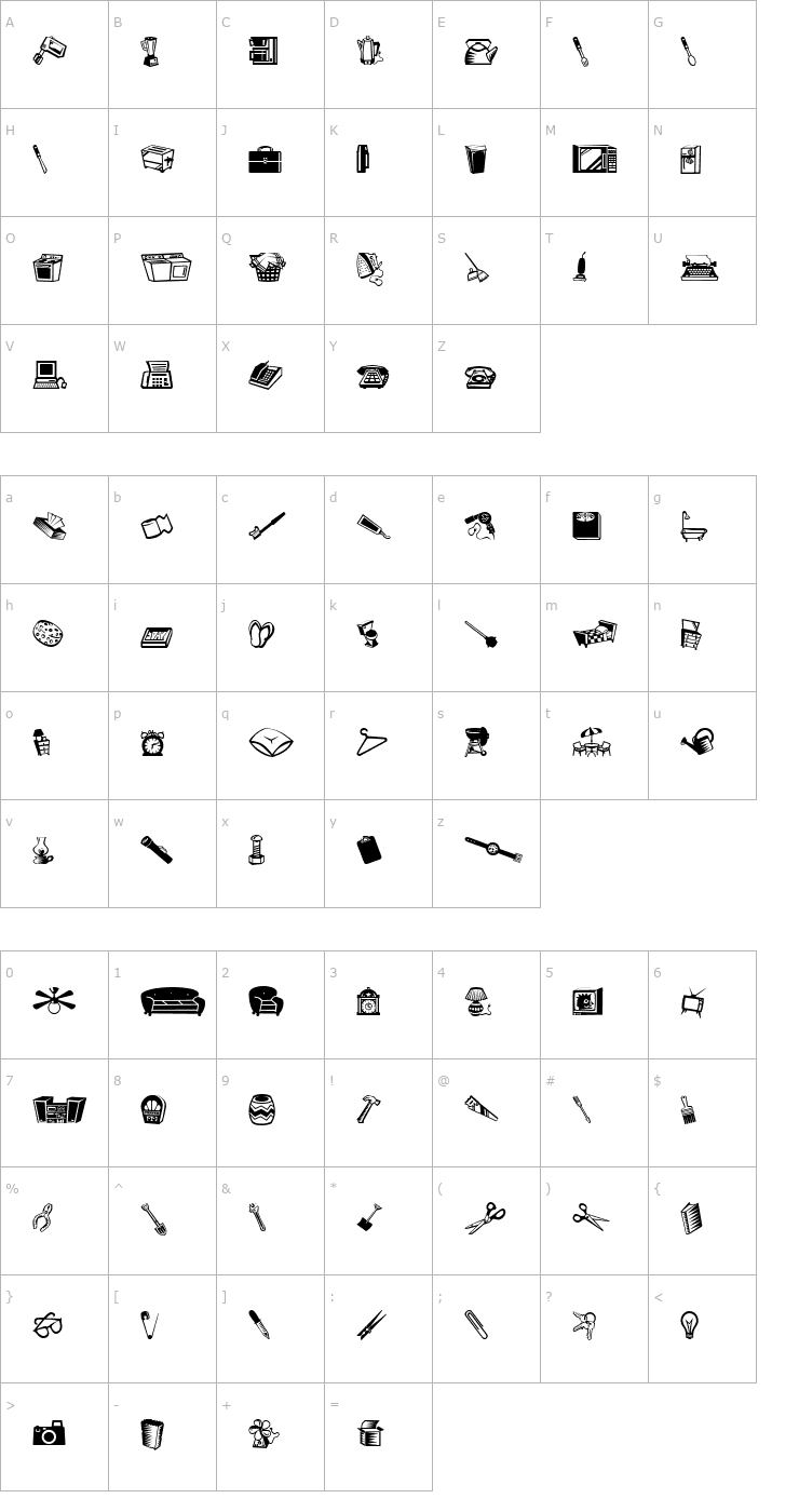 Character Map Mini Pics Lil Stuff Font