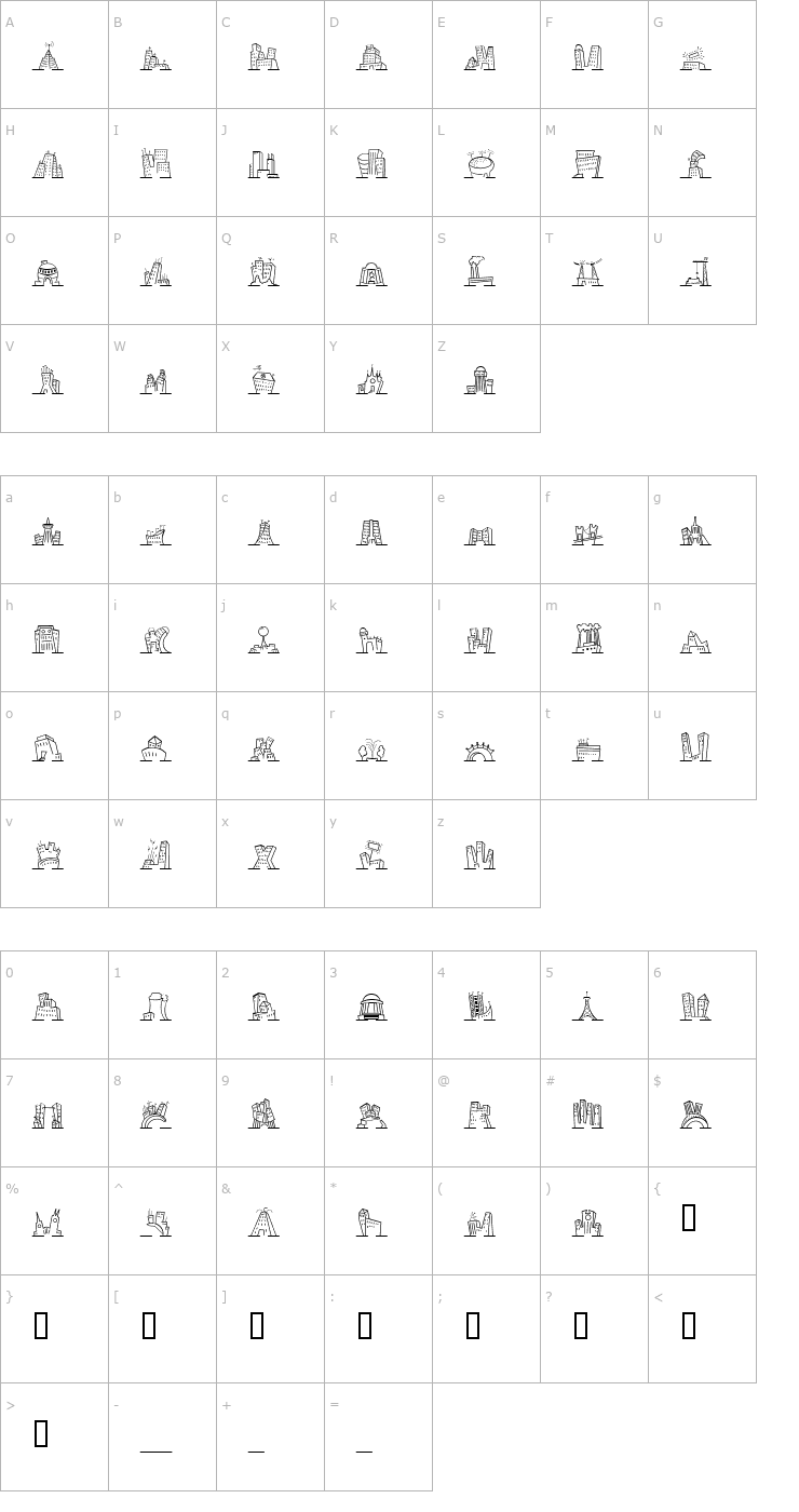 Character Map Mini Pics Naked City Day Font