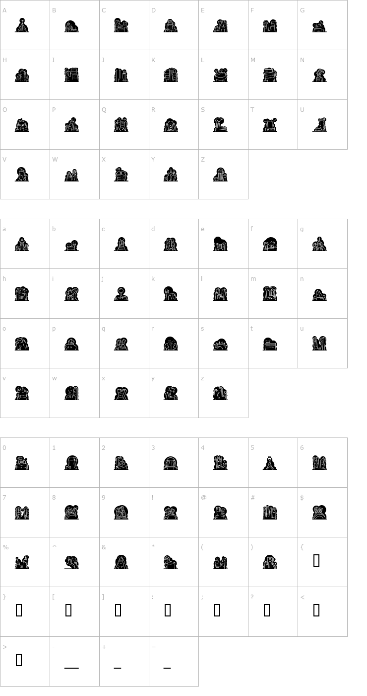 Character Map Mini Pics Naked City Night Font