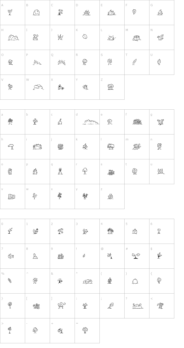Character Map Mini Pics Uprooted Leaf Font