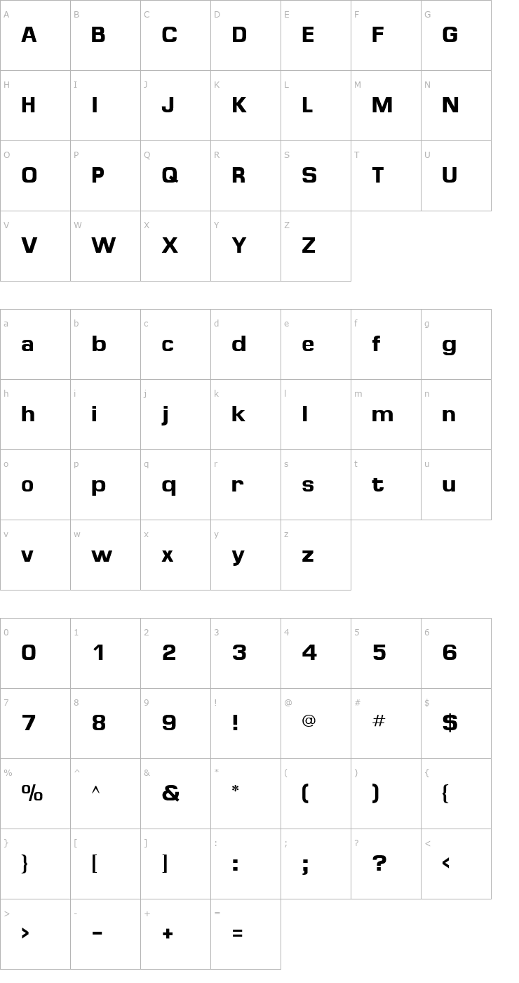 Character Map Minima SSi Bold Font