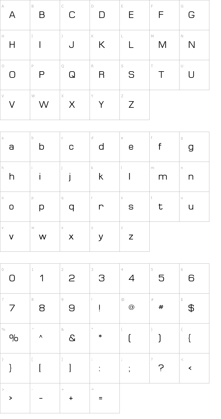 Character Map Minima SSi Font