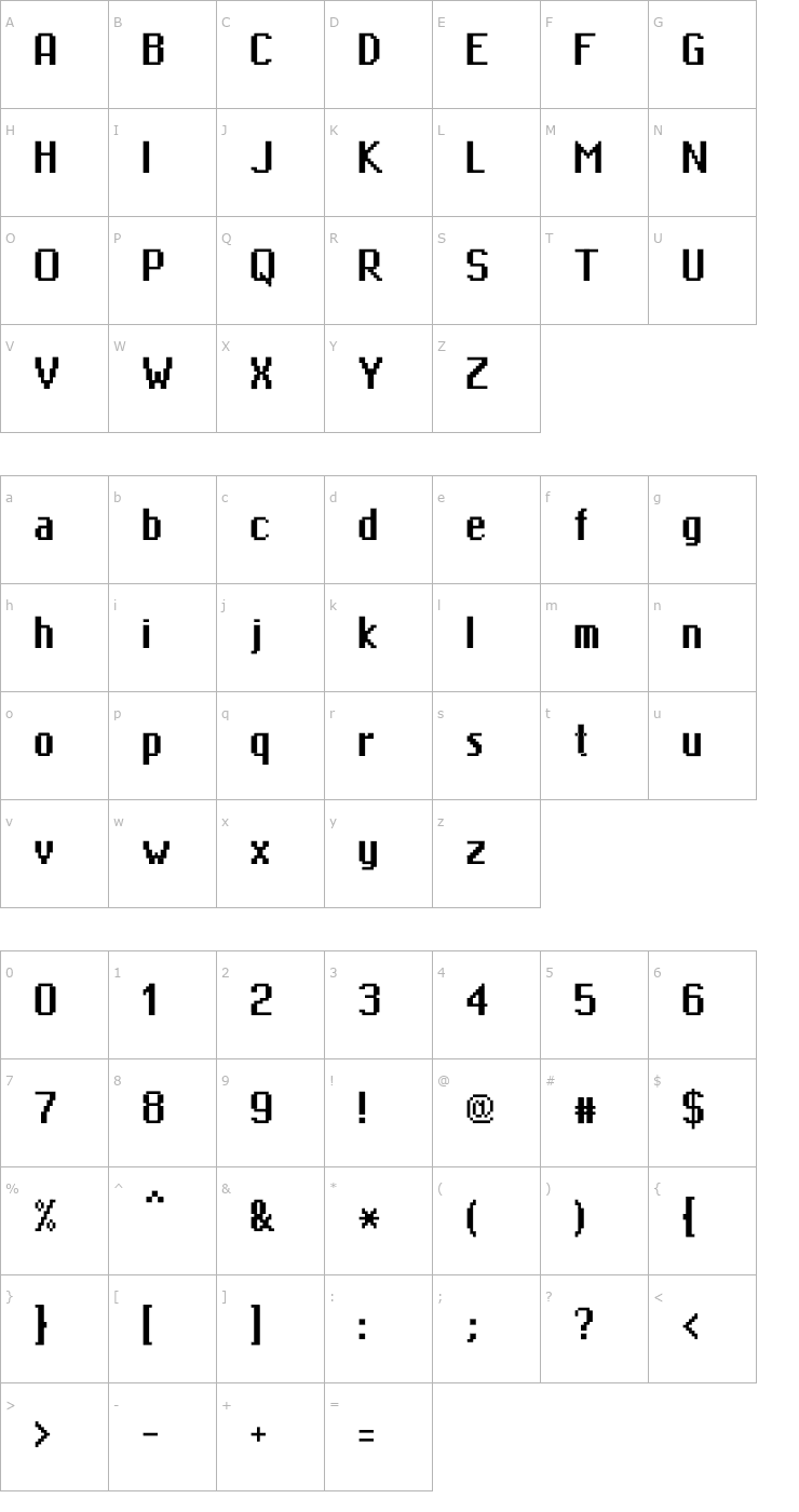Character Map MiniMasa Font