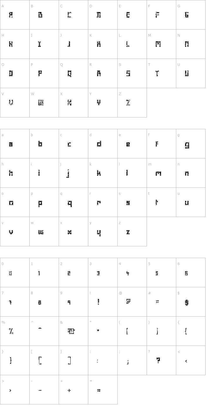 Character Map Minimum Crible Font