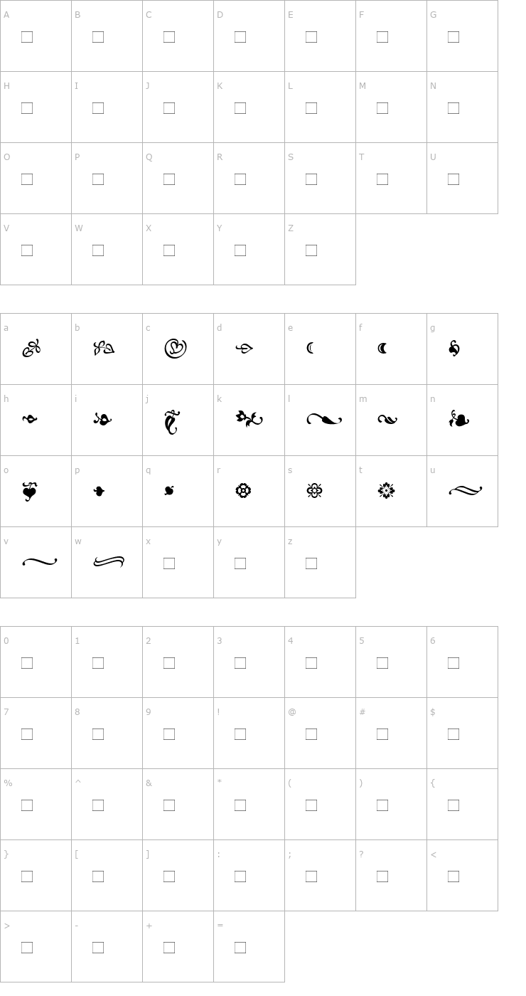 Character Map MinionOrnaments Font