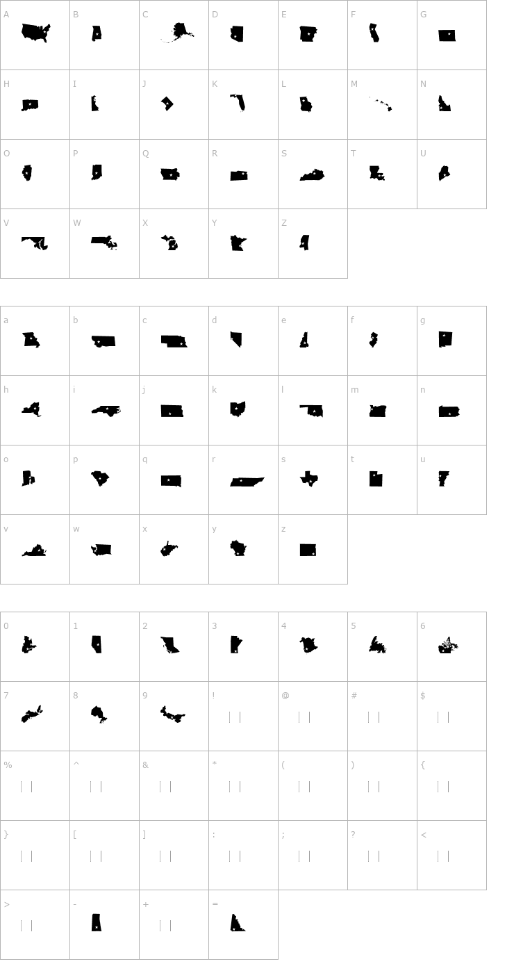 Character Map MiniPics-BorderlineCapital Font