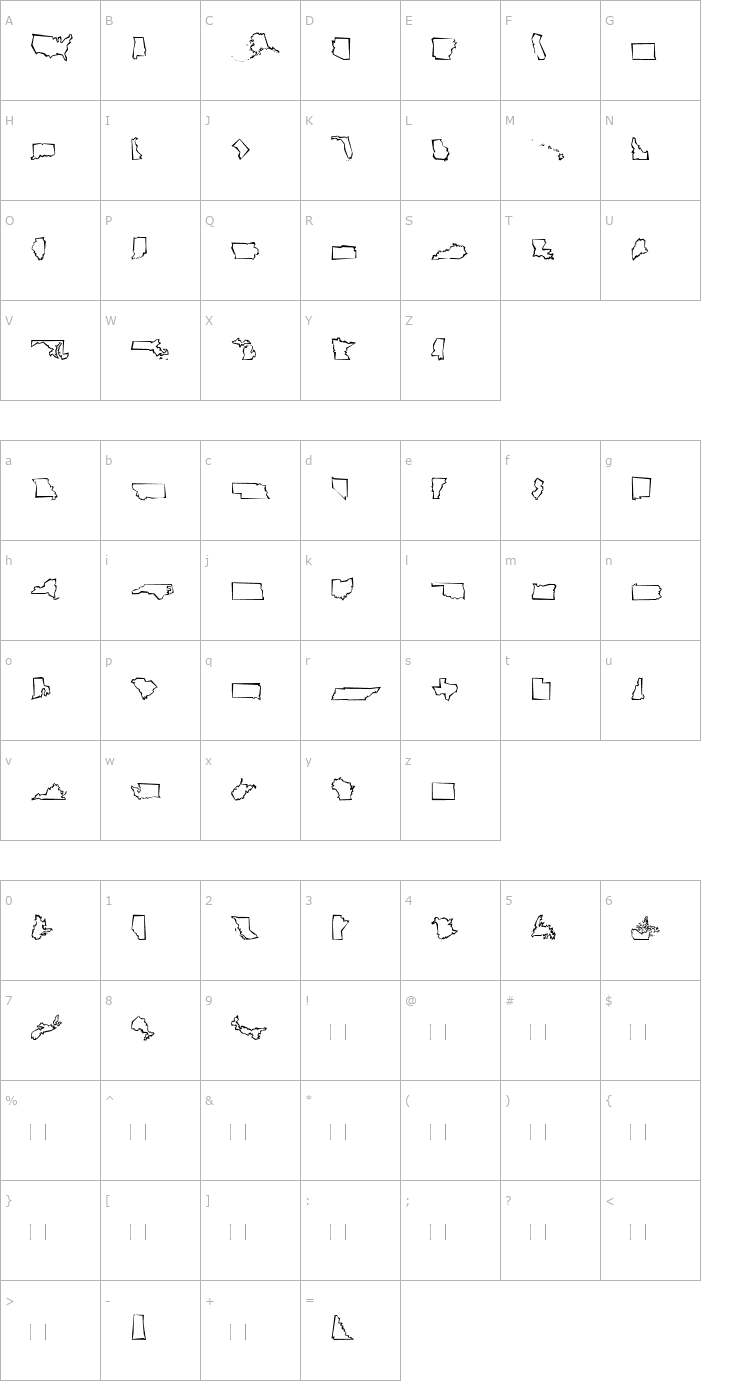 Character Map MiniPics-BorderlineCutout Font